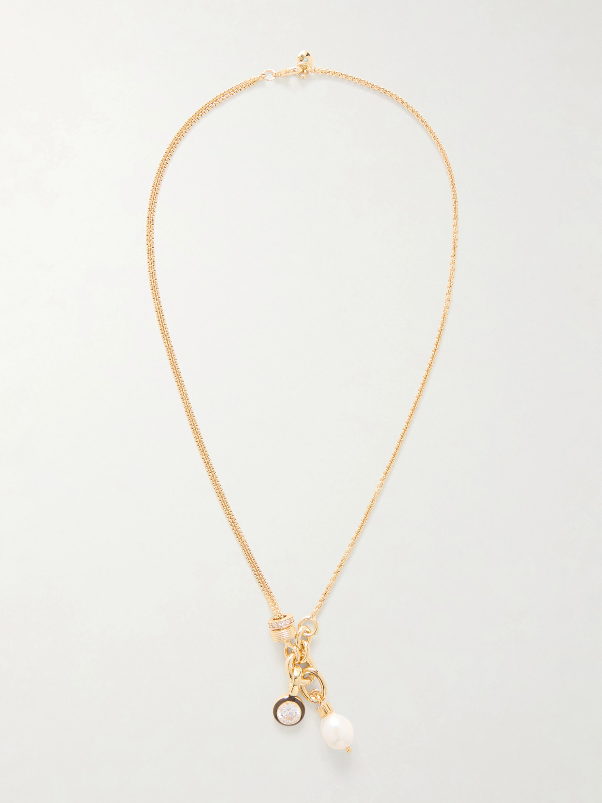 Roxanne Assoulin The Double Drop Gold-tone, Cubic Zirconia And Enamel Necklace
