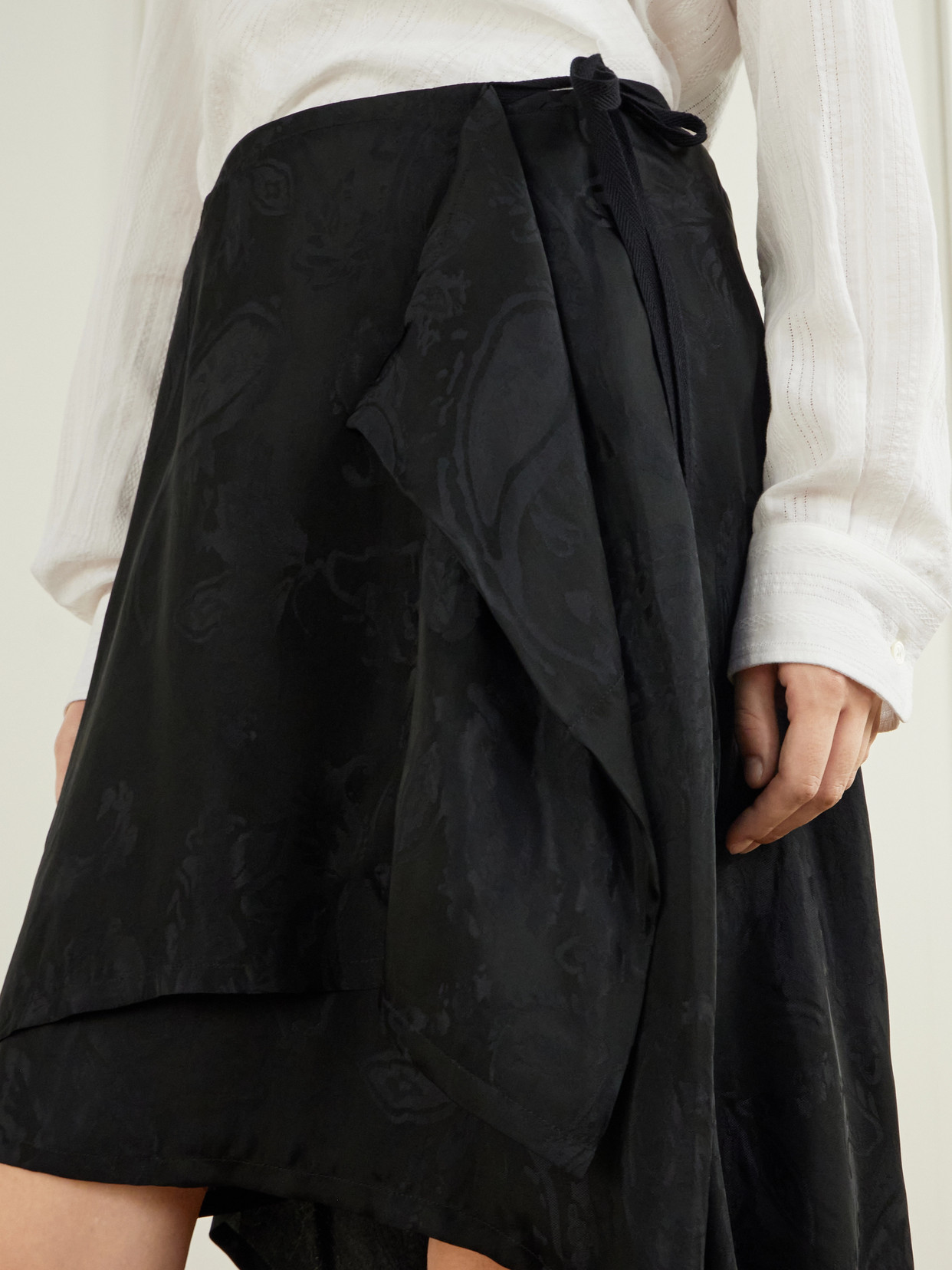 Birit Paisley-Jacquard Satin Asymmetric Wrap Midi