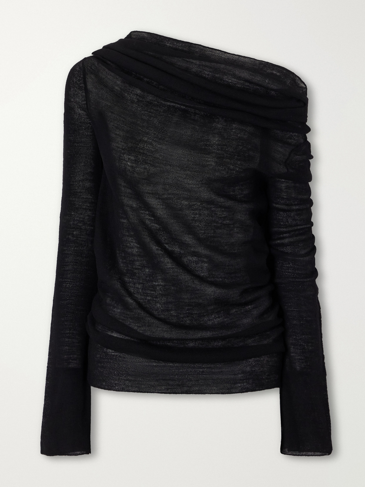Ann Demeulemeester Tizziana Off-the-shoulder Wool Blouse In Black
