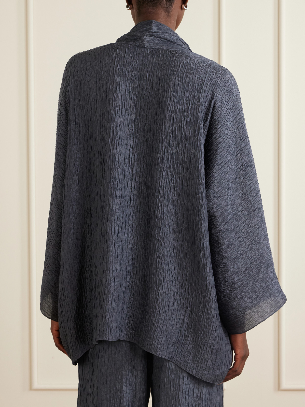 Anhelo Crinkled Silk-Charmeuse Jacket