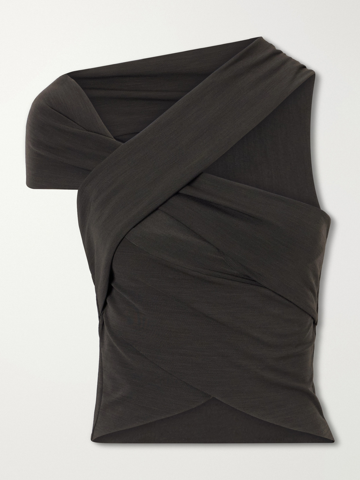 Cortana Myia Asymmetrical Crepe Blouse In Green