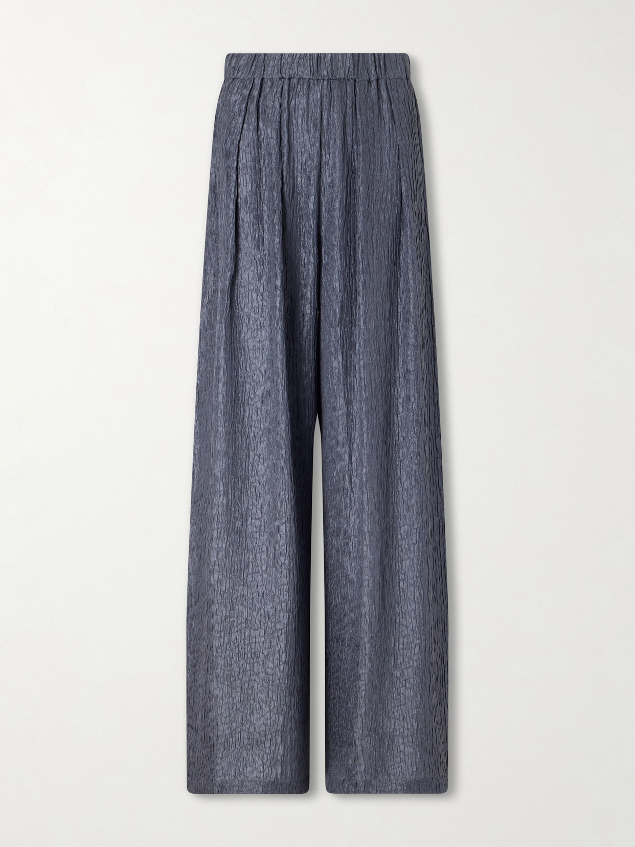 Cortana Anhelo Crinkled Silk-charmeuse Wide-leg Pants In Blue