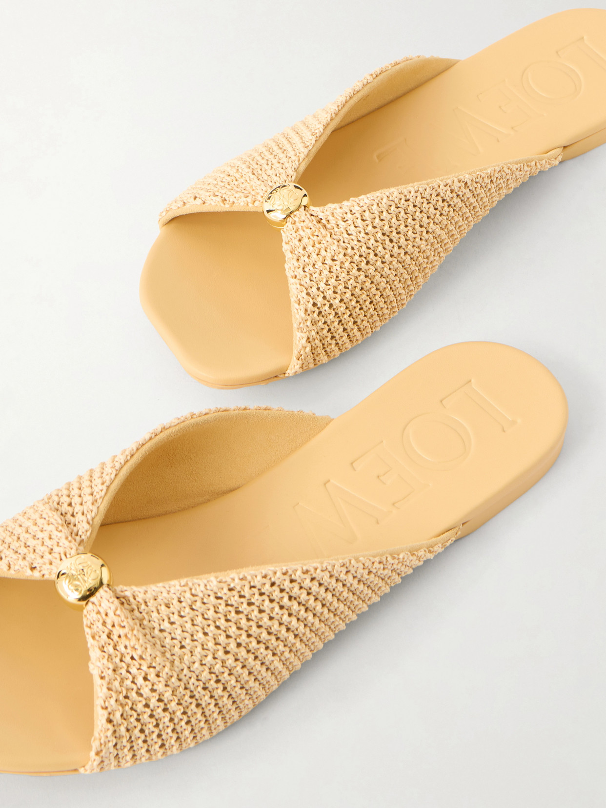 Loewe Raffia-effect Flat Sandals In Neutral