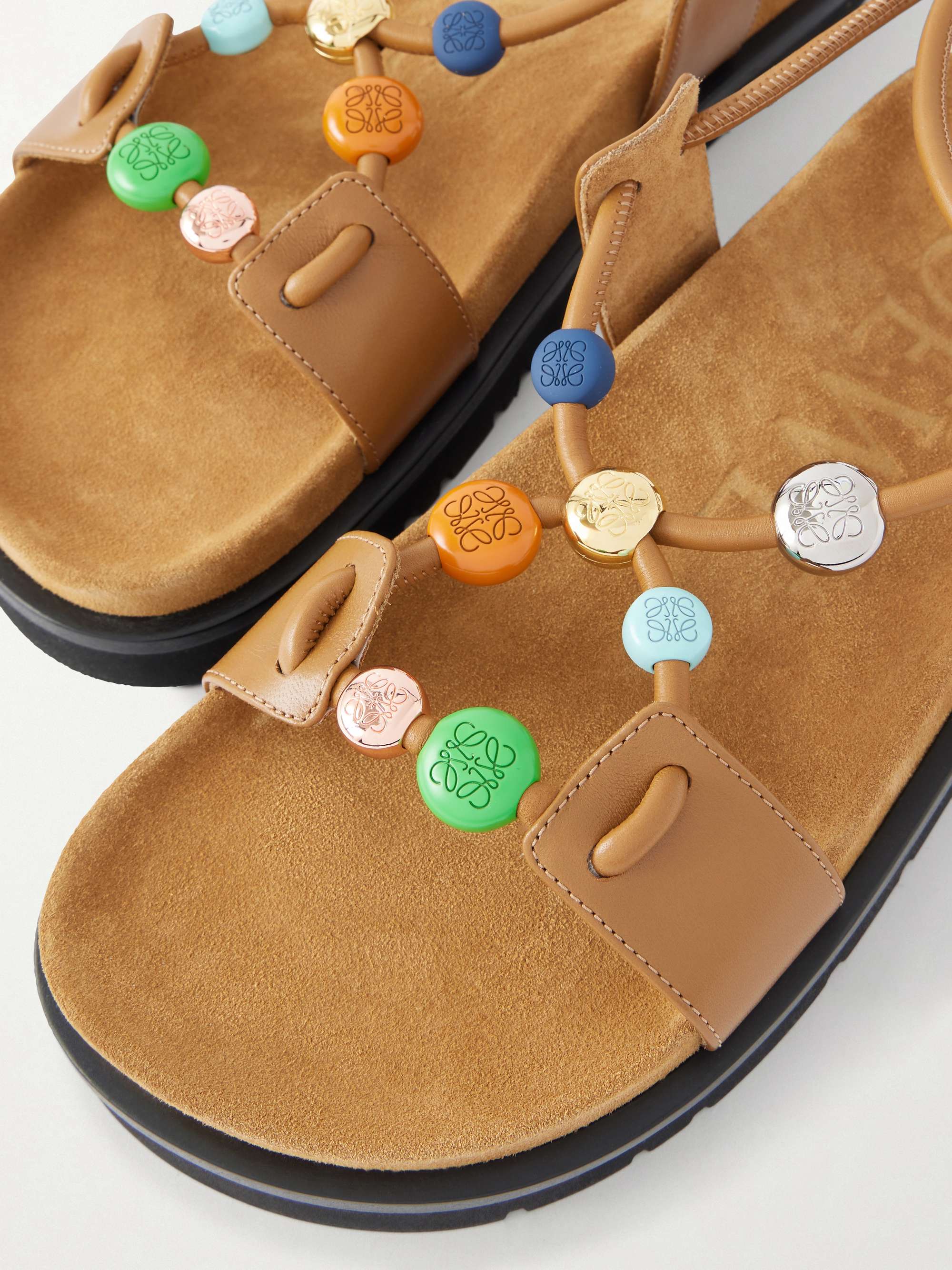 LOEWE + Paula's Ibiza Pebble Beads Fussbett suede sandals | NET-A