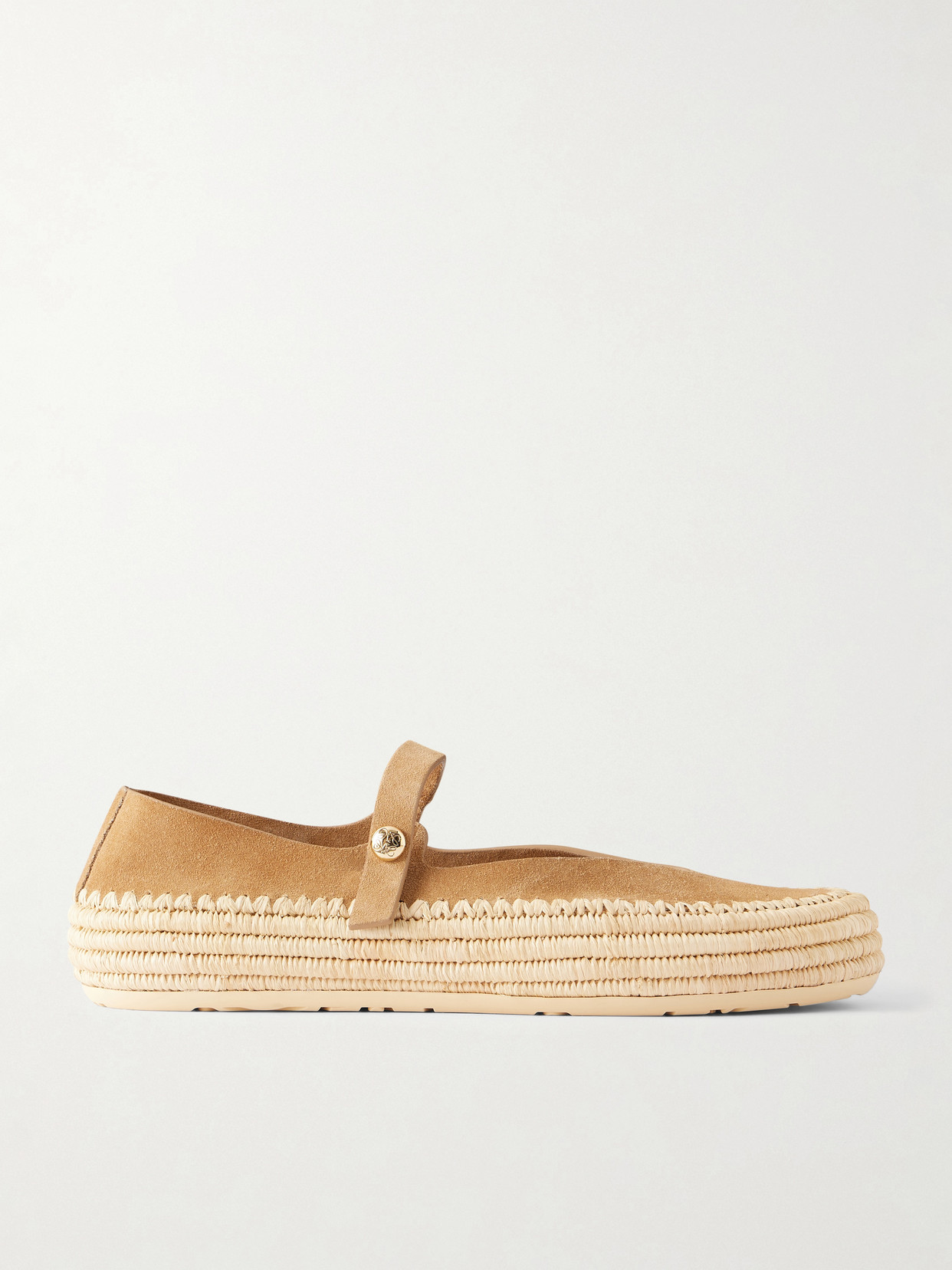 Loewe + Paula's Ibiza Rio Suede Mary Jane Espadrilles In Brown