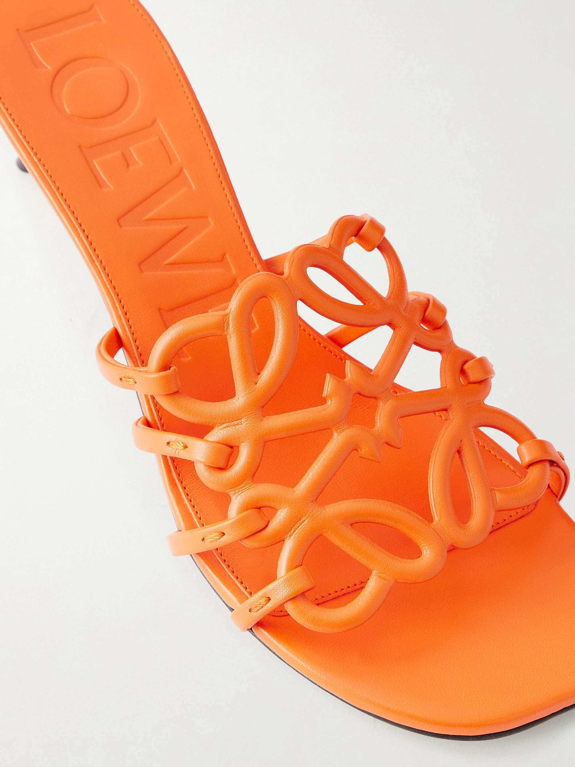 LOEWE + Paula's Ibiza 45 Petal Anagram leather sandals | NET-A-PORTER