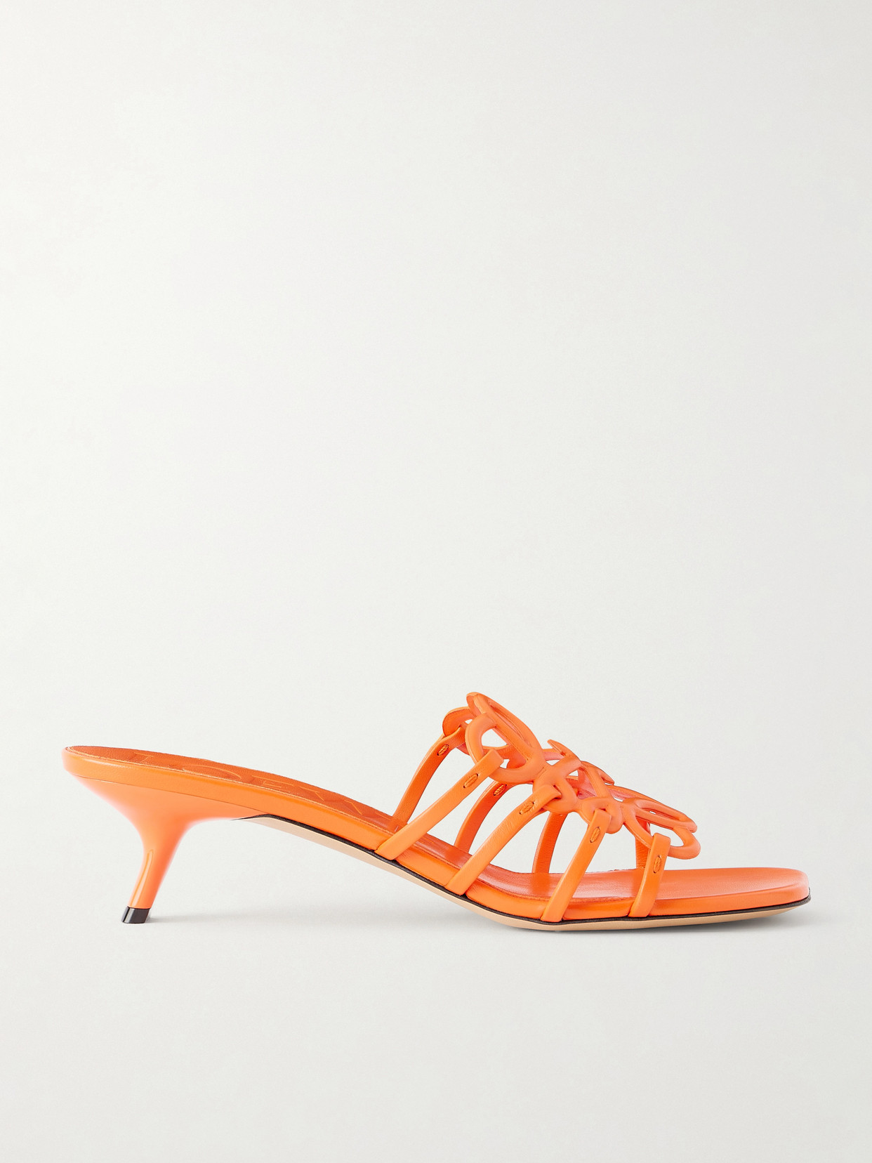 Loewe + Paula's Ibiza 45 Petal Anagram Leather Sandals In Orange