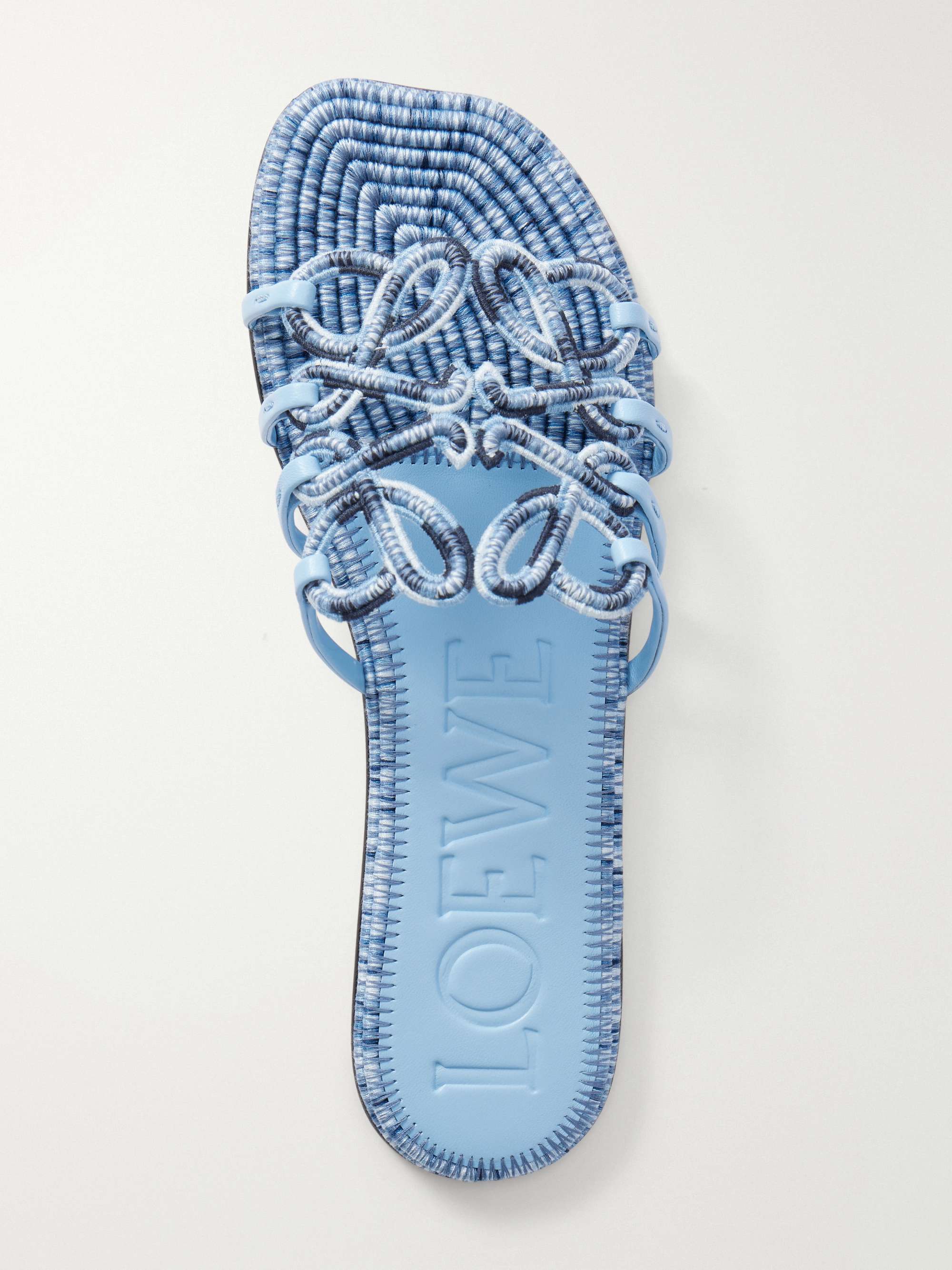 LOEWE + Paula's Ibiza leather-trimmed embroidered canvas slides