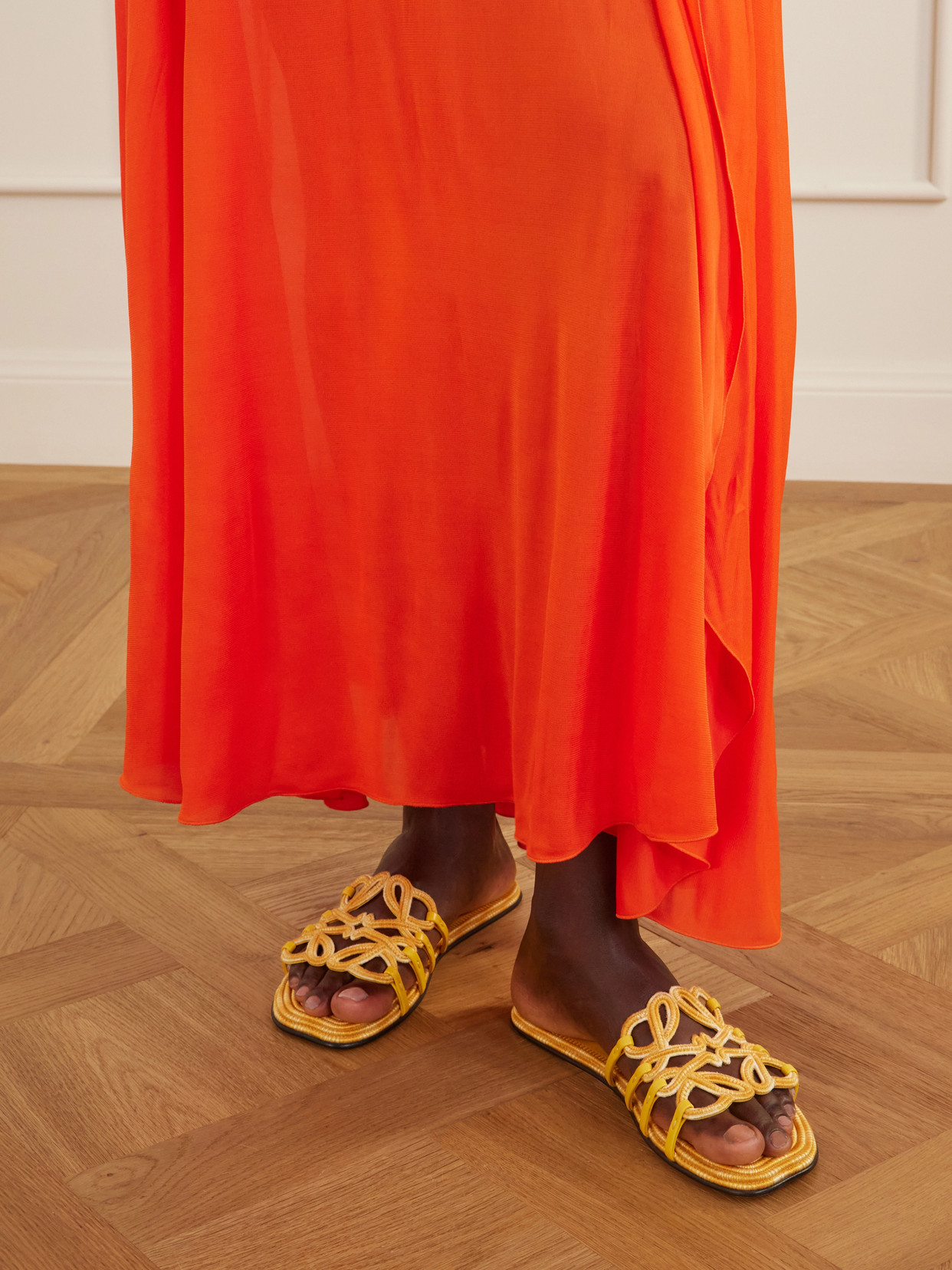 + Paula'S Ibiza Leather-Trimmed Embroidered Canvas Slides