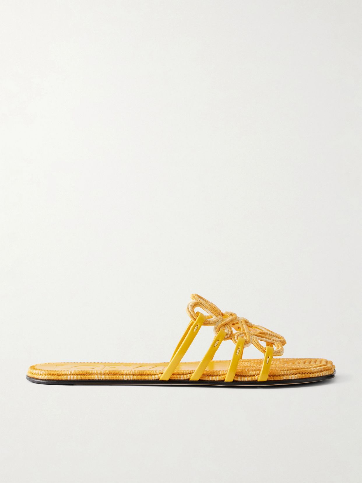 plus paula s ibiza leather trimmed embroidered canvas slides