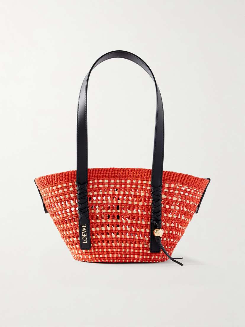 Loewe + Paula's Ibiza Braid Basket Small Leather-trimmed Raffia Shoulder Bag