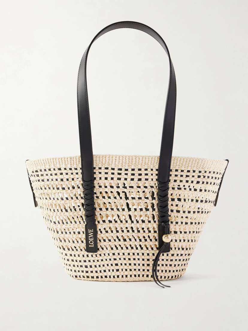 + Paula's Ibiza Braid Medium Leather-trimmed Raffia Tote