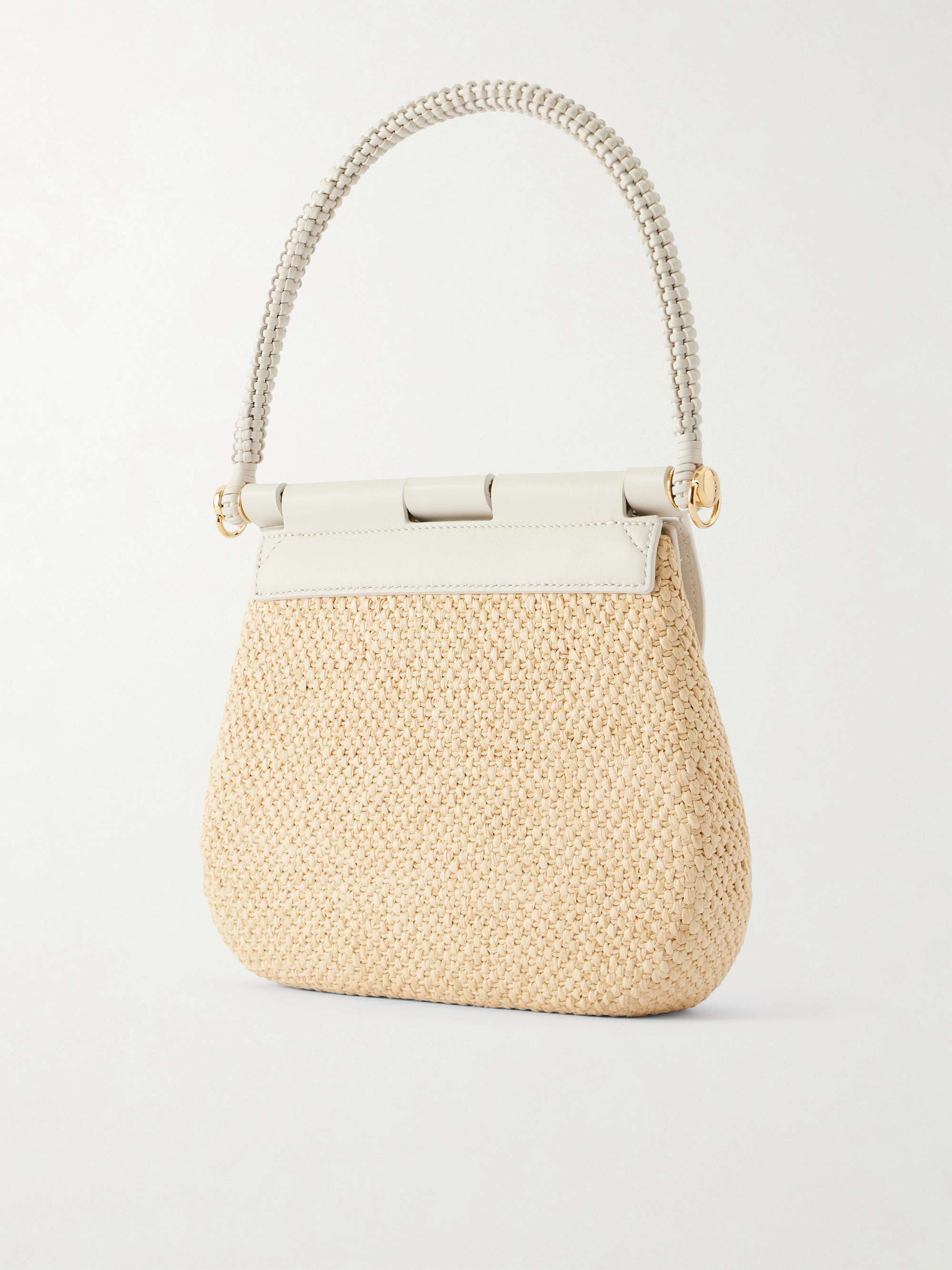 LOEWE + Paula Ibiza Pescador leather-trimmed raffia shoulder bag