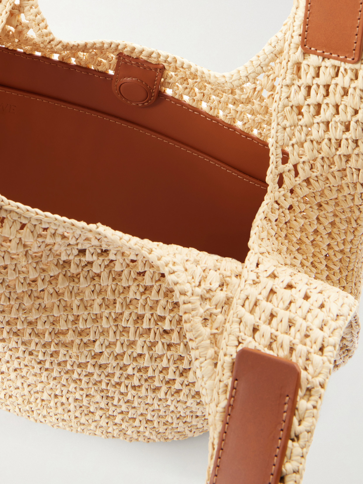 + Paula'S Ibiza The Punch Hole Leather-Trimmed Raffia Shoulder Bag