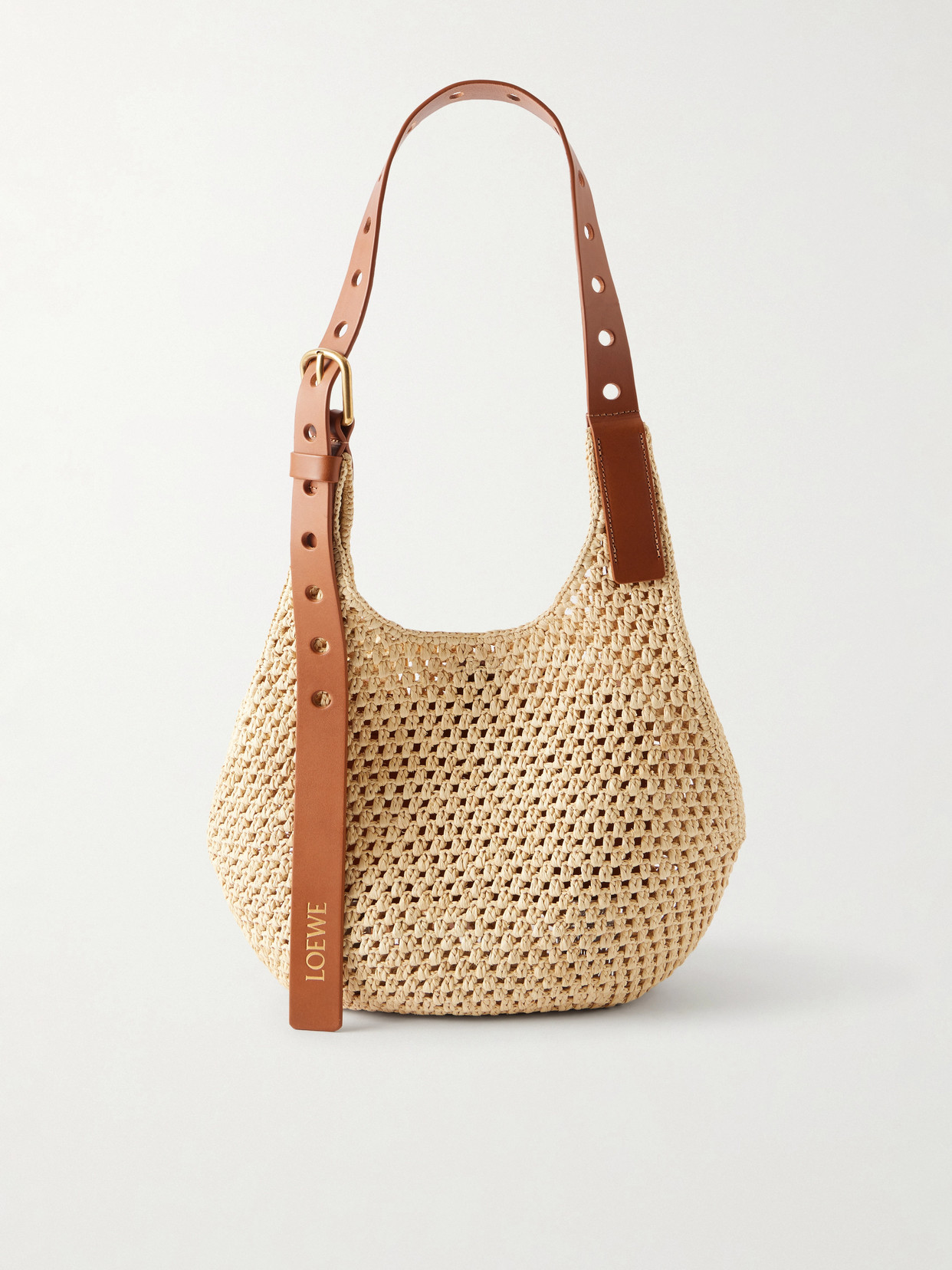 LOEWE - + Paula's Ibiza The Punch Hole Leather-trimmed Raffia Shoulder Bag - Neutrals