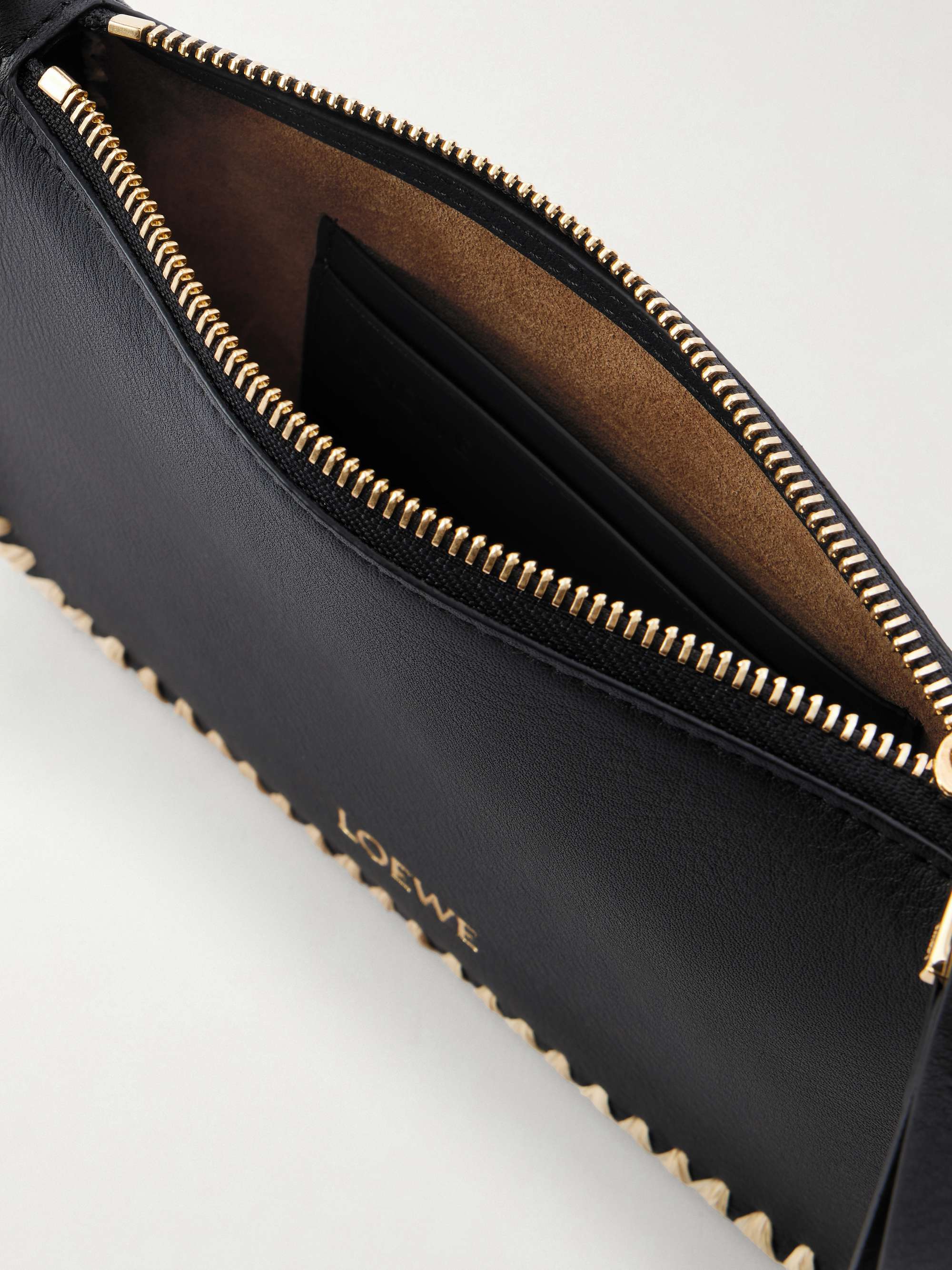 LOEWE + Paula's Ibiza Rio raffia-trimmed leather shoulder bag