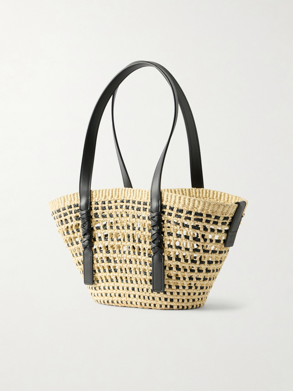 + Paula'S Ibiza Braid Basket Small Leather-Trimmed Raffia Shoulder Bag