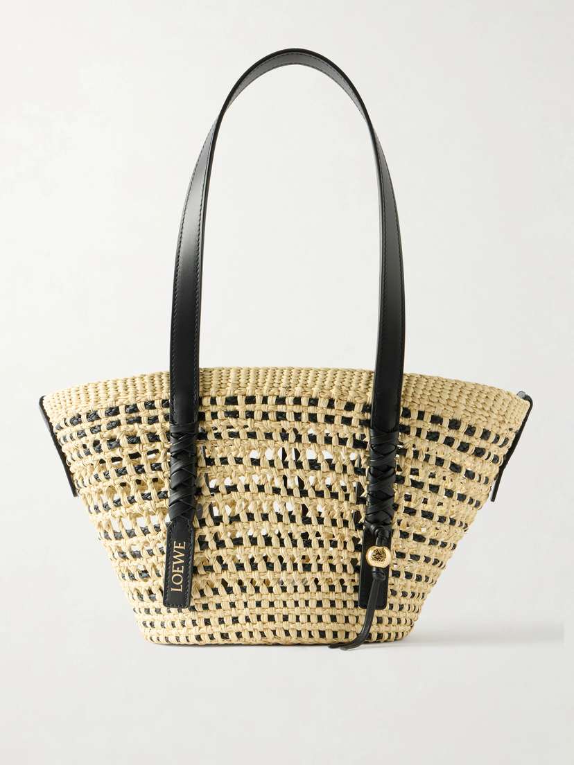 Loewe + Paula's Ibiza Braid Basket Small Leather-trimmed Raffia Shoulder Bag