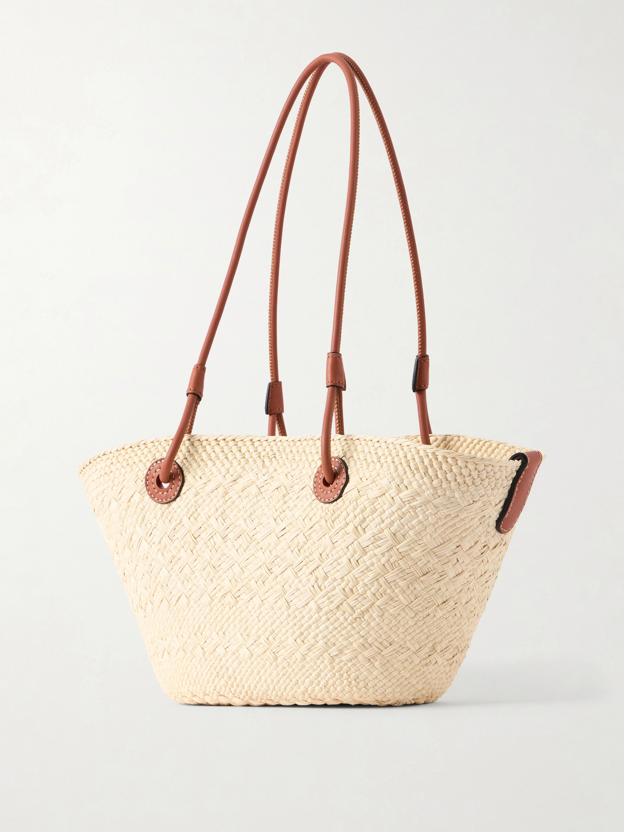+ Paula'S Ibiza Anagram Basket Leather-Trimmed Raffia Shoulder Bag