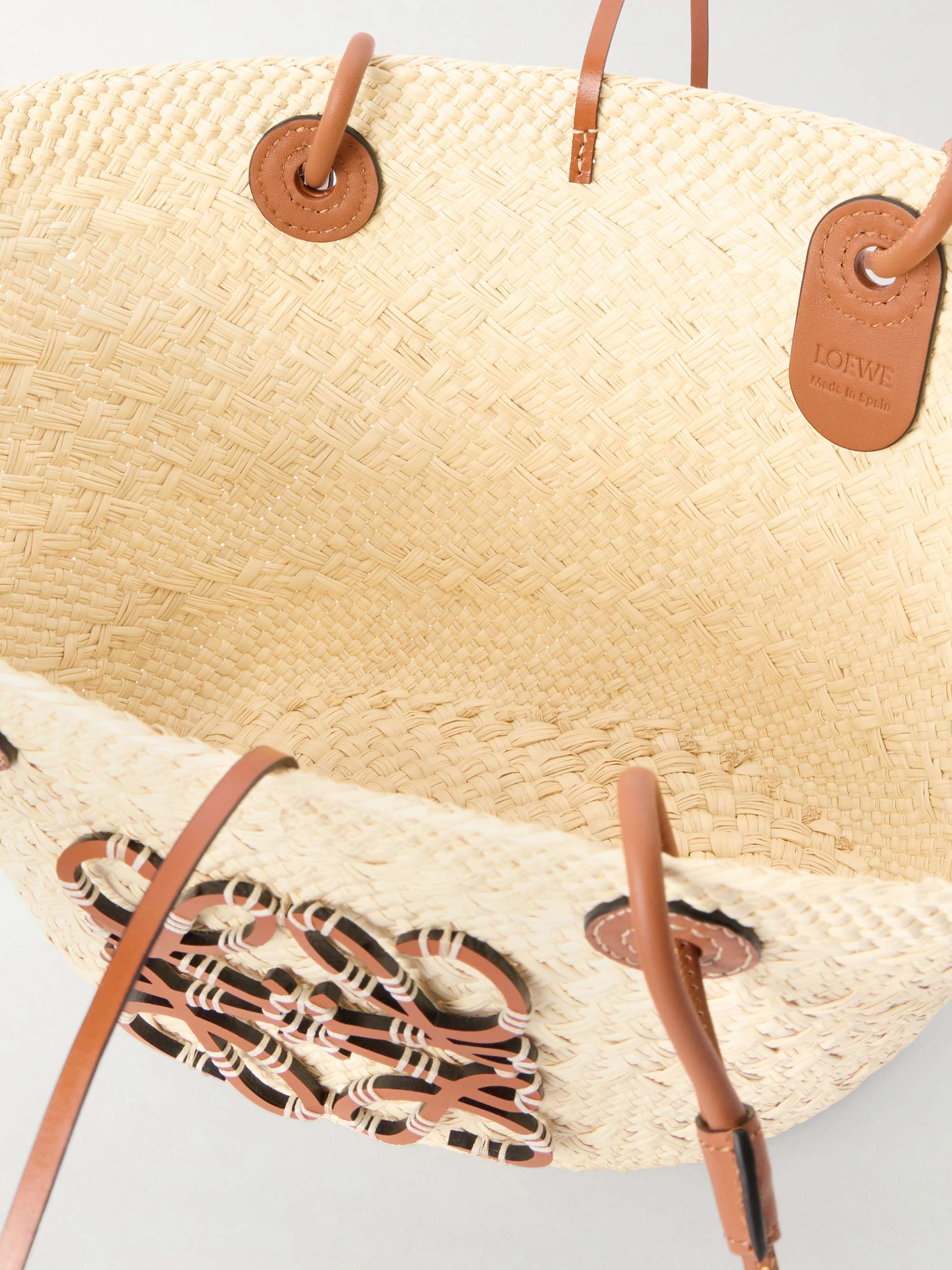 LOEWE + Paula's Ibiza Anagram Basket leather-trimmed raffia