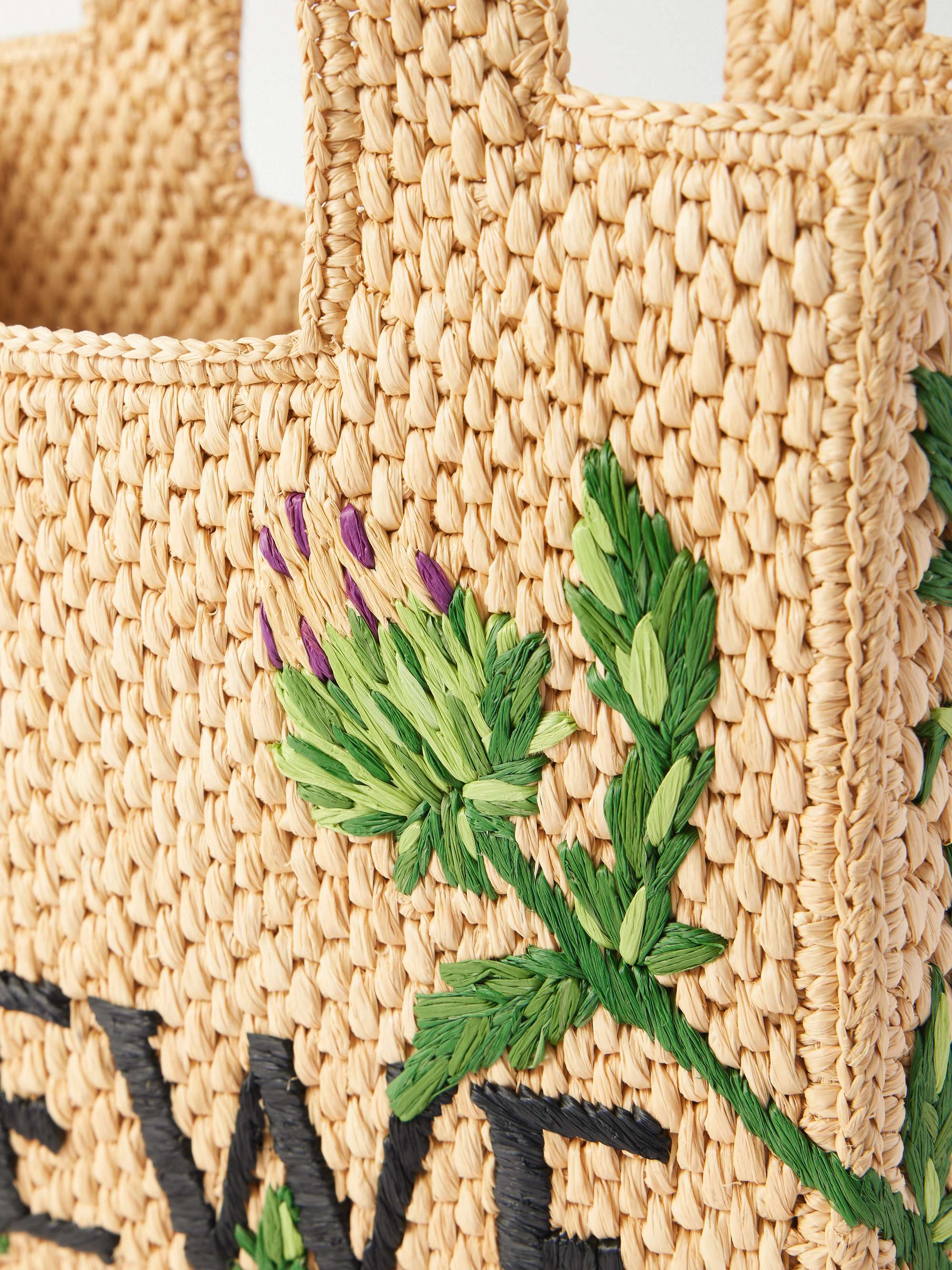 LOEWE + Paula's Ibiza small embroidered raffia tote | NET-A-PORTER