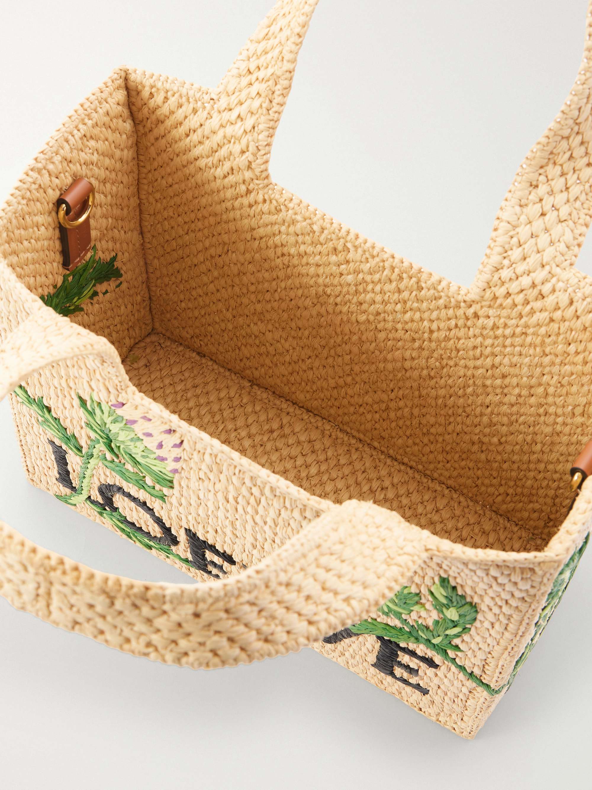 LOEWE + Paula's Ibiza small embroidered raffia tote | NET-A-PORTER