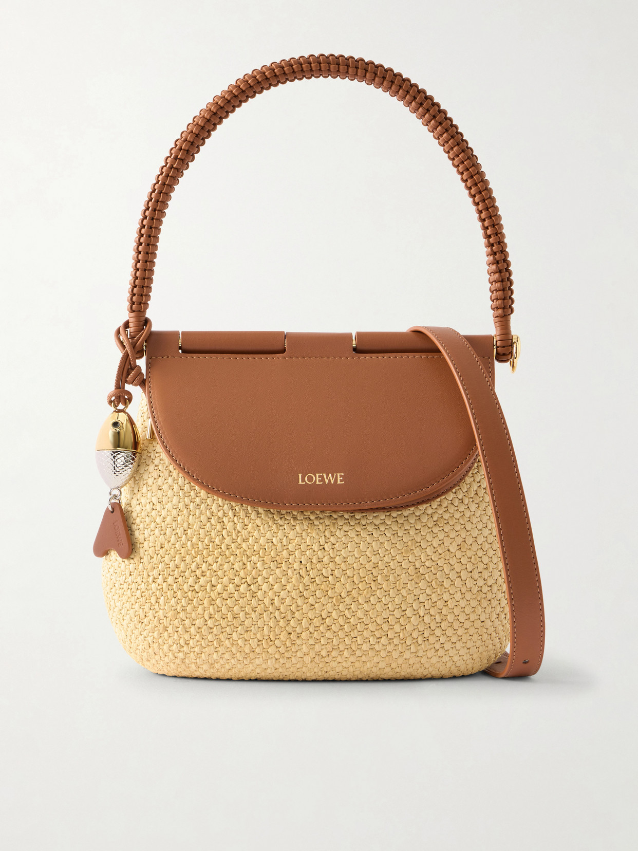 LOEWE - + Paula's Ibiza Pescador Medium Embellished Leather-trimmed Raffia Shoulder Bag - Neutrals