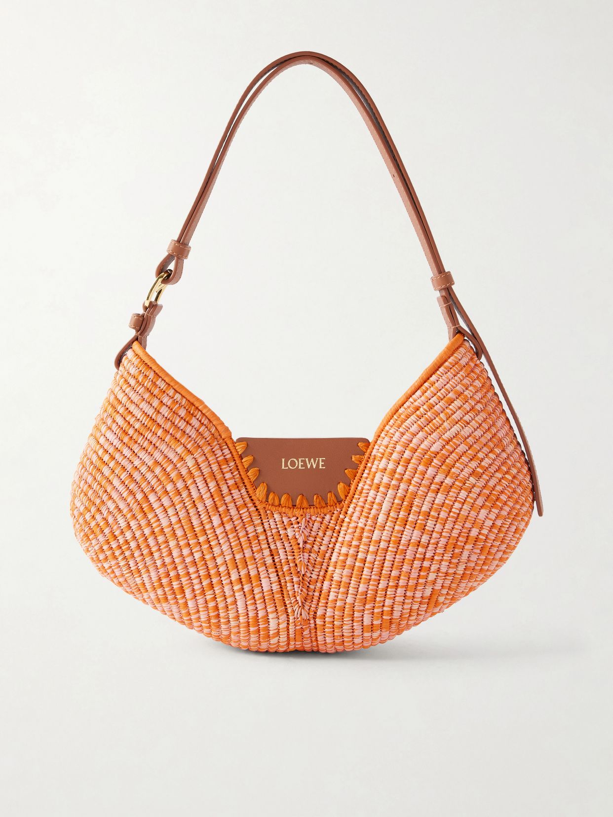 Loewe Plus Paula S Ibiza Swing Medium Leather Trimmed Raffia Shoulder Bag