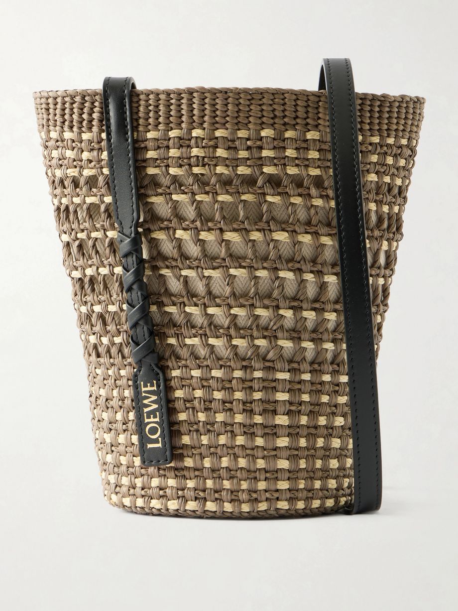+ Paula's Ibiza Braid leather-trimmed raffia shoulder bag