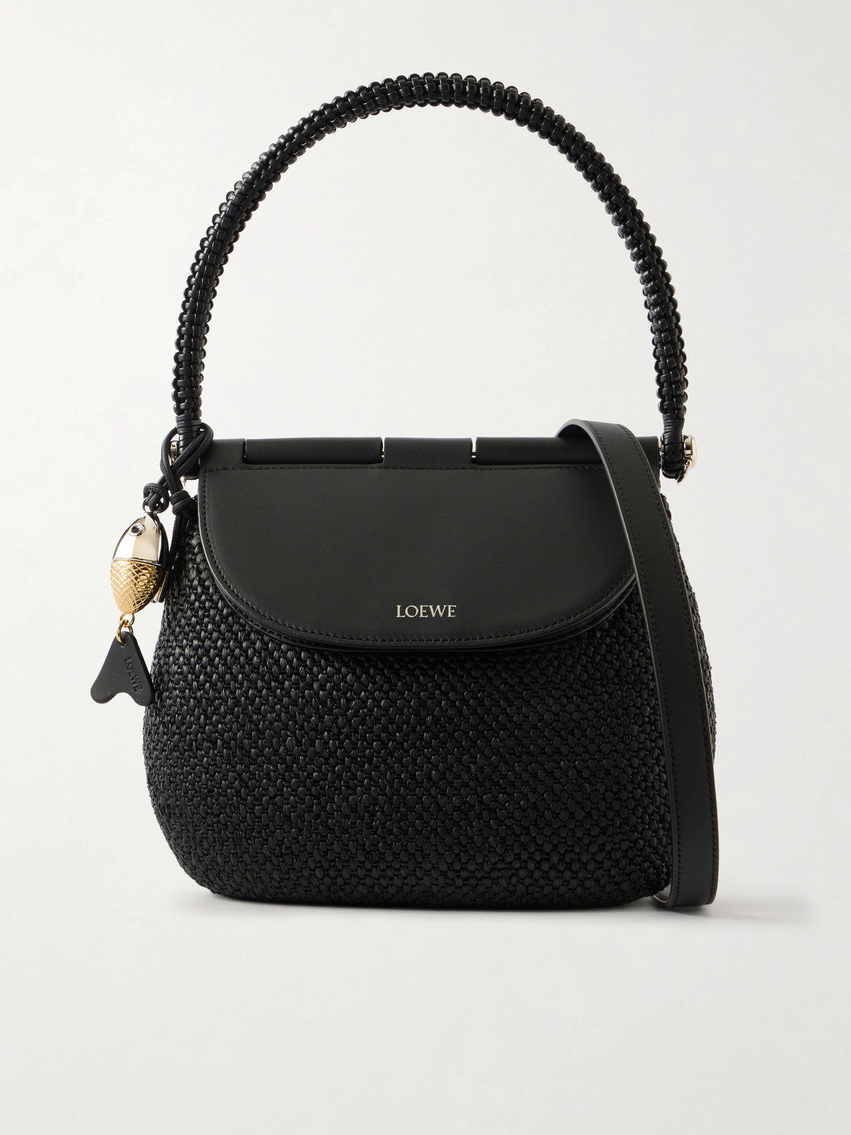 + Paula'S Ibiza Pescador Medium Embellished Leather-Trimmed Raffia Shoulder Bag