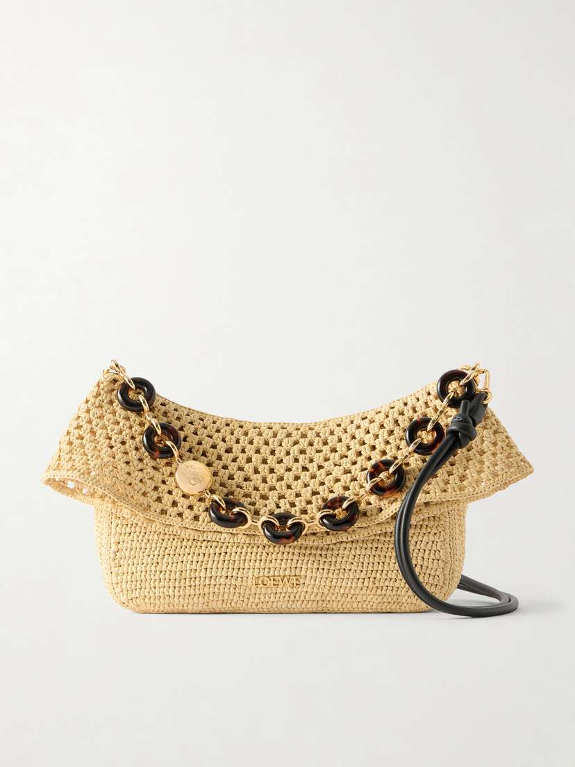 Loewe + Paula's Ibiza Ola Medium Embellished Raffia Shoulder Bag