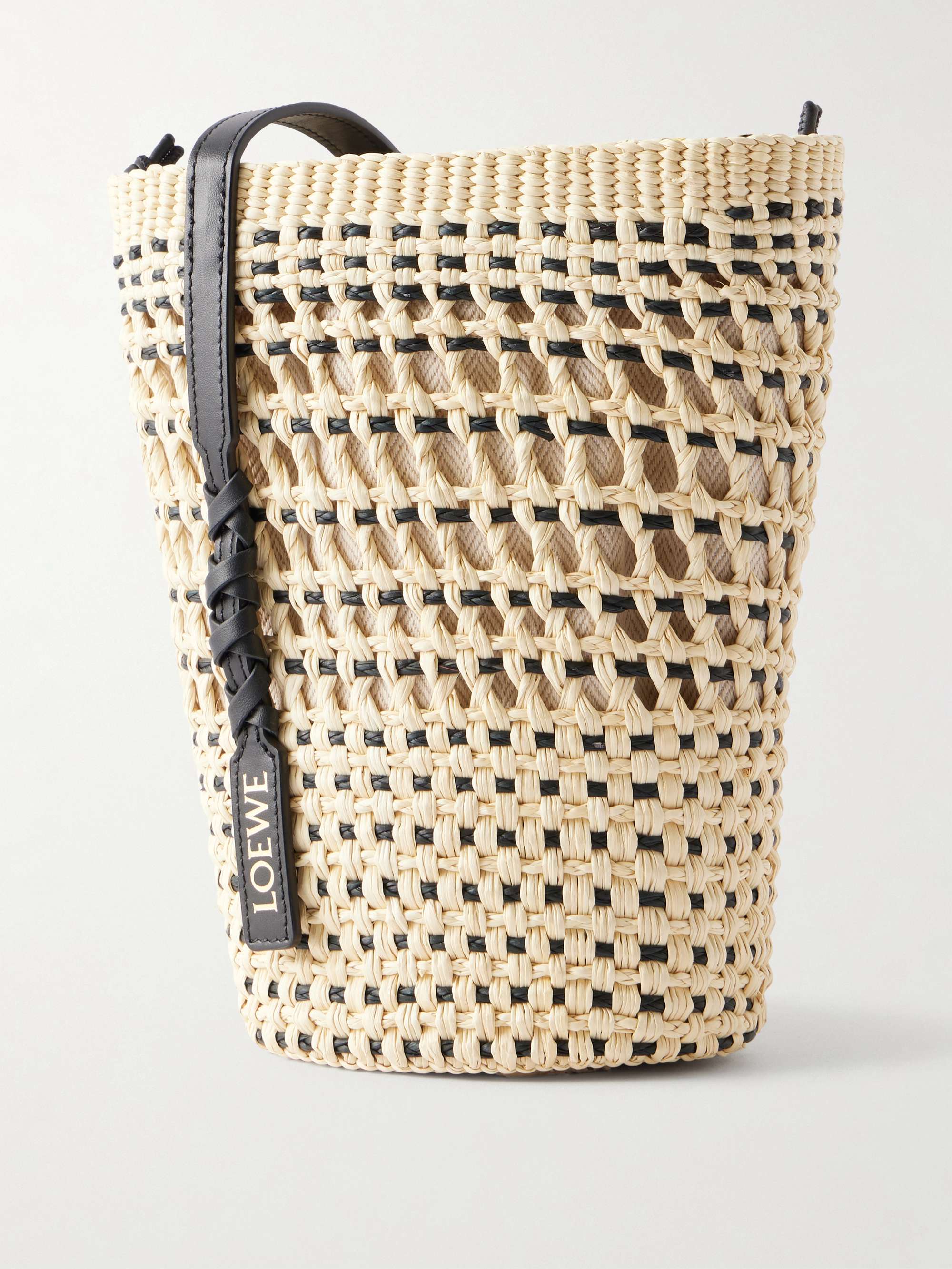 LOEWE + Paula's Ibiza Braid leather-trimmed raffia shoulder bag