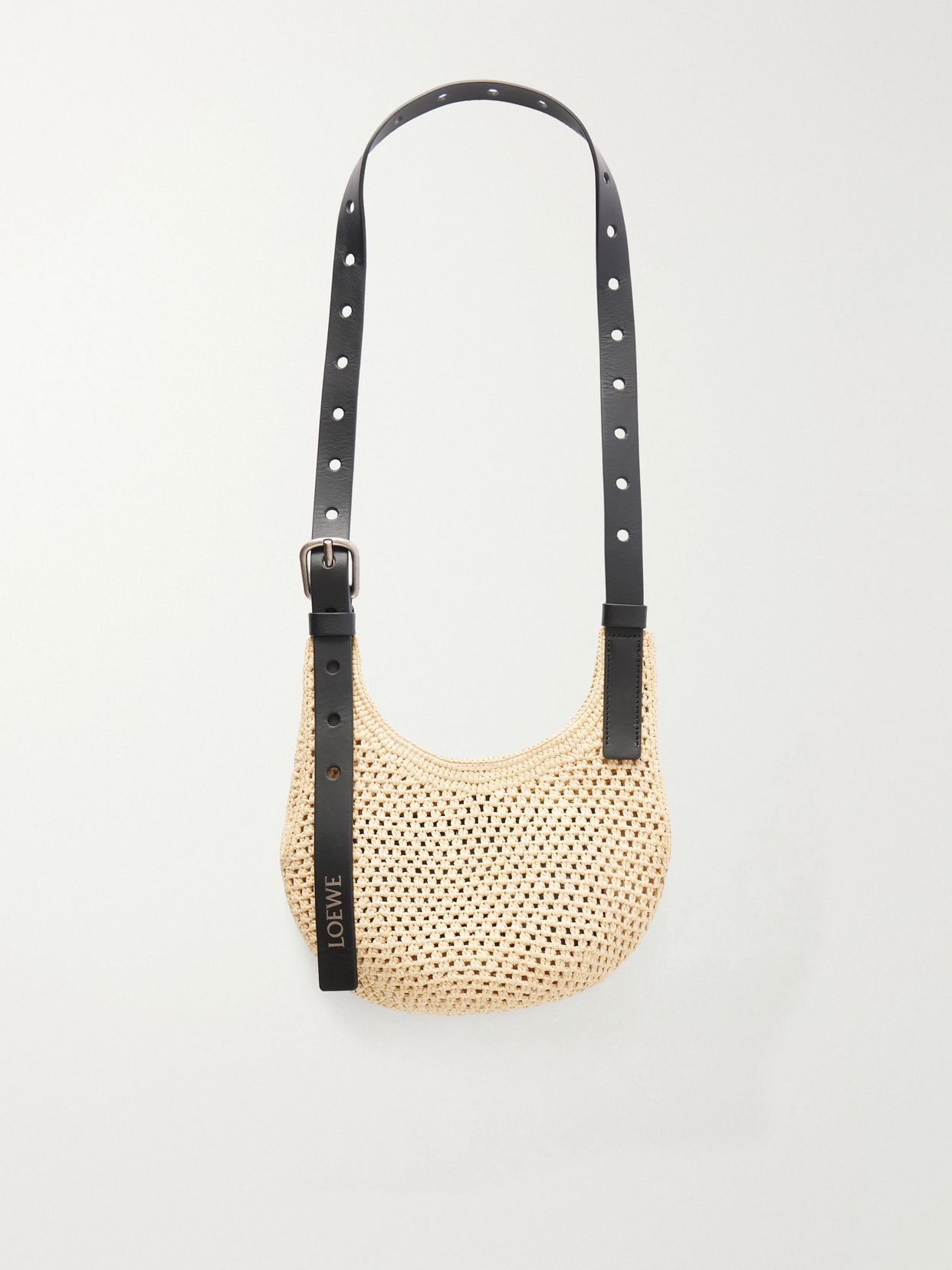 plus paula s ibiza punch hole mini leather trimmed raffia shoulder bag