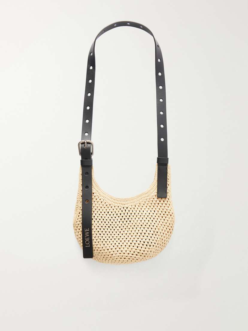 Loewe + Paula's Ibiza Punch Hole Mini Leather-trimmed Raffia Shoulder Bag | Thumbnail 7