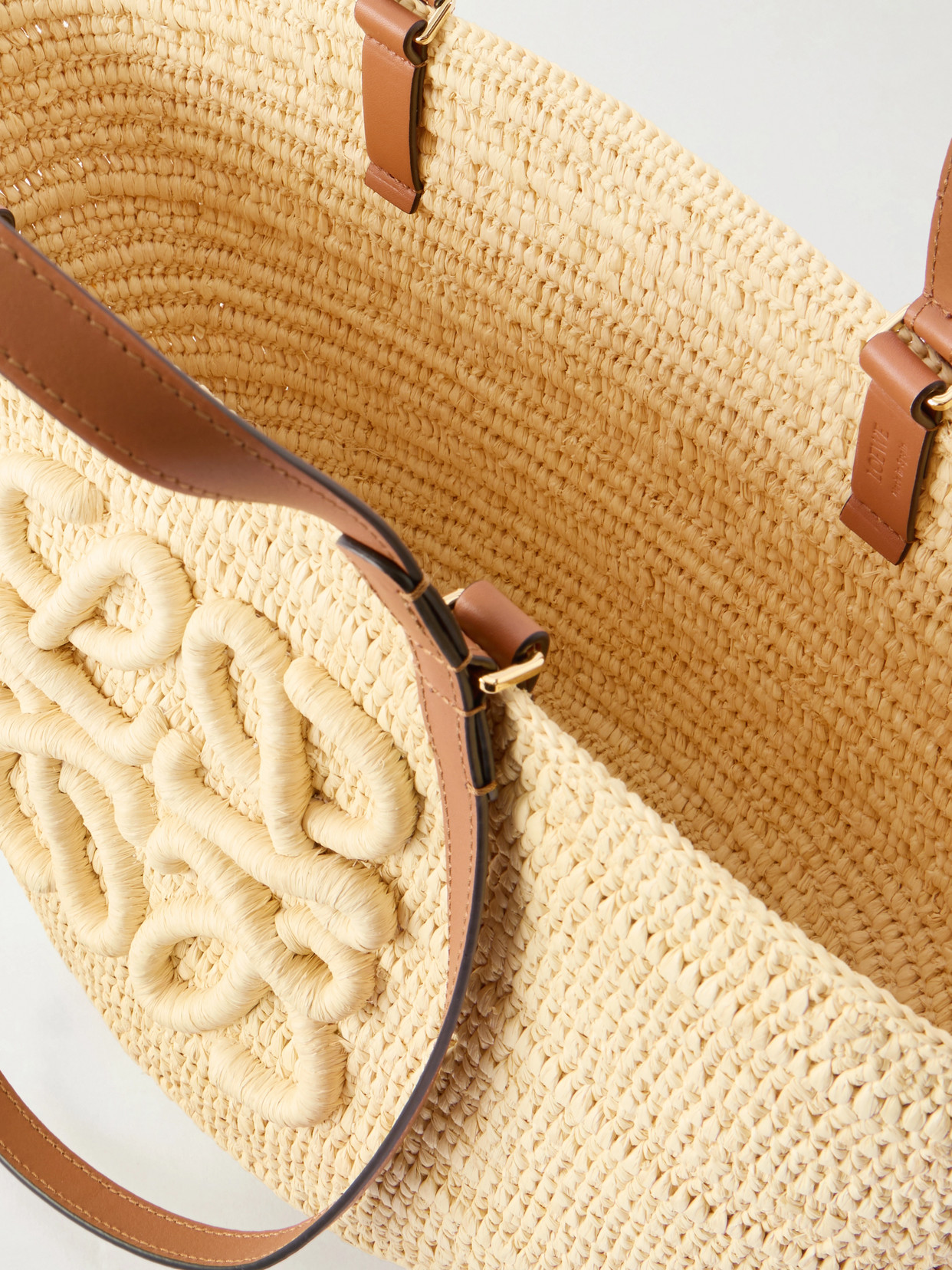 + Paula'S Ibiza Eclipse Basket Medium Leather-Trimmed Raffia Tote