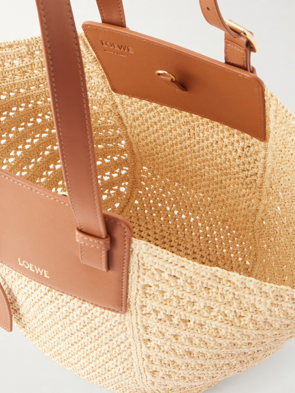 + Paula'S Ibiza Hammock Cabas Leather-Trimmed Raffia Tote