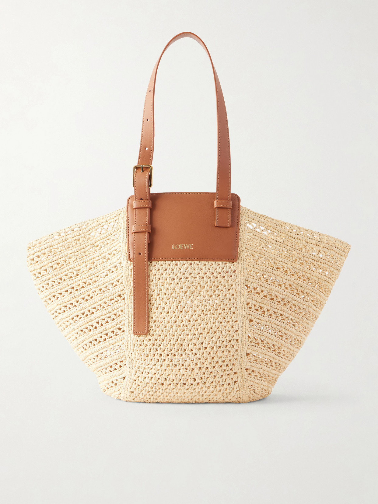 + Paula'S Ibiza Hammock Cabas Leather-Trimmed Raffia Tote