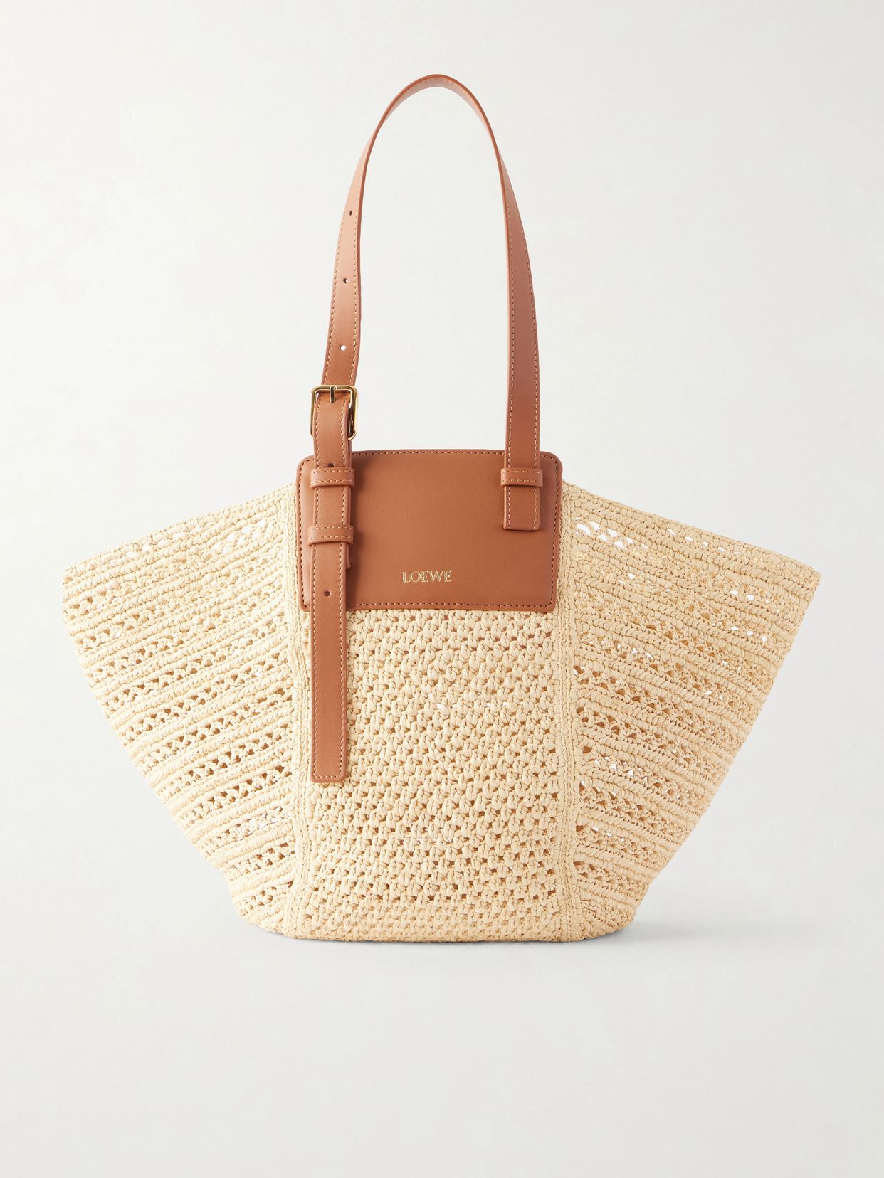 Paula's Ibiza Hammock Cabas leather-trimmed raffia tote