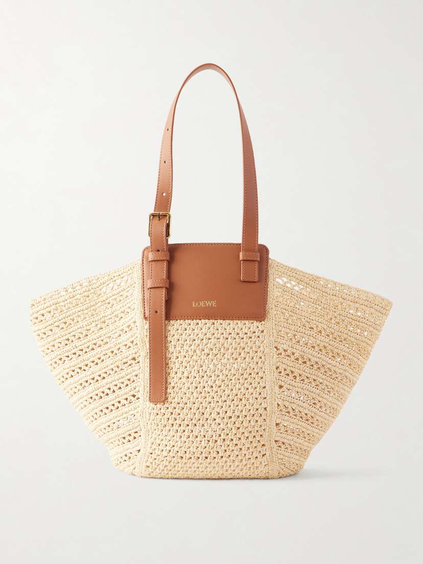 Loewe + Paula's Ibiza Hammock Cabas Leather-trimmed Raffia Tote