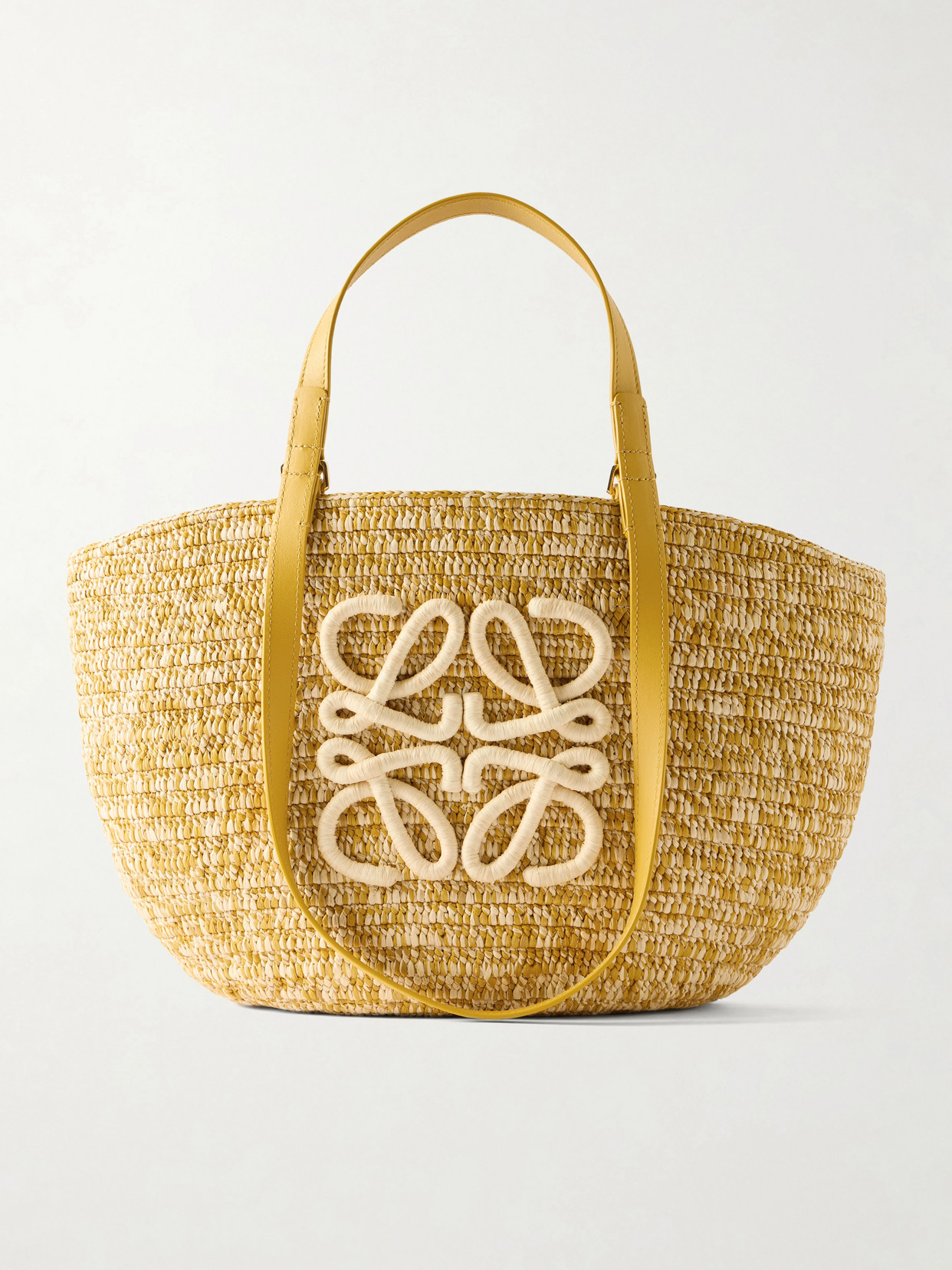 LOEWE - + Paula's Ibiza Eclipse Basket Medium Leather-trimmed Raffia Tote - Yellow