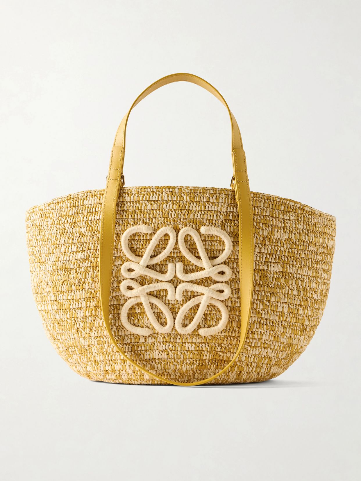 Paula's Ibiza Eclipse Basket medium leather-trimmed raffia tote