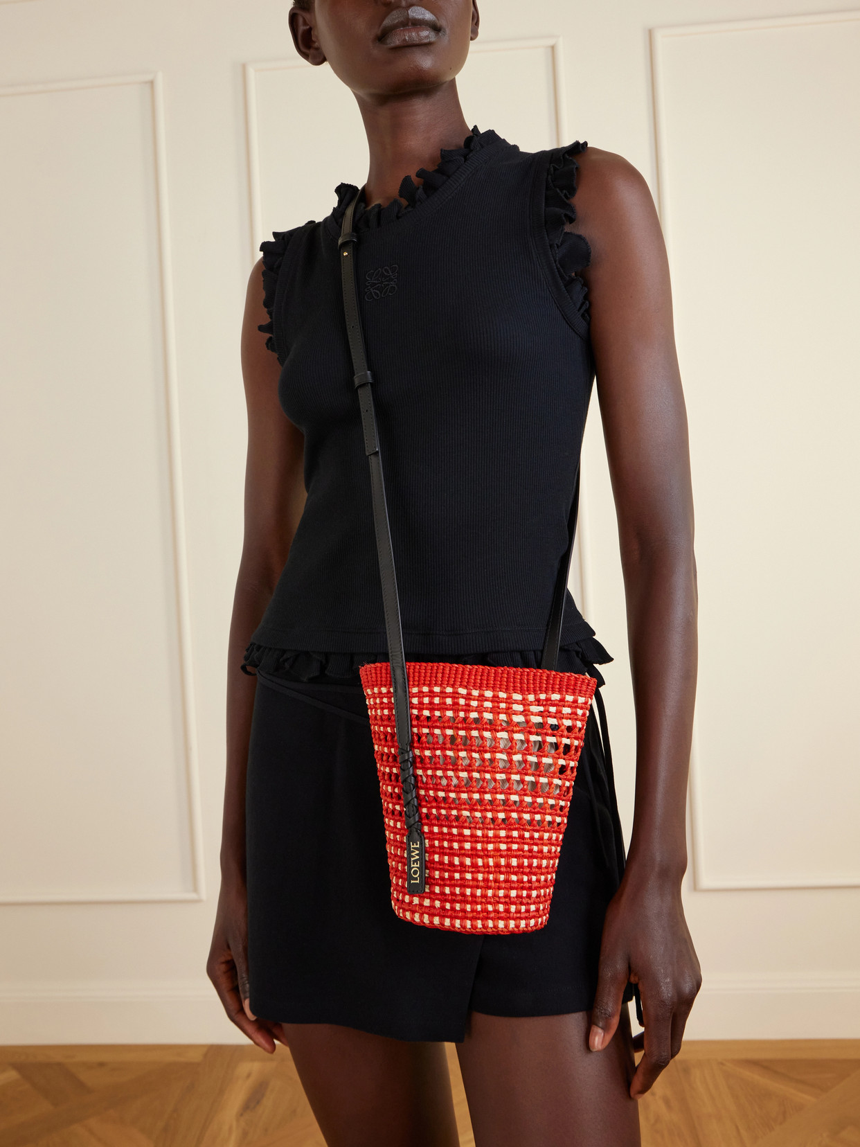 + Paula'S Ibiza Braid Leather-Trimmed Raffia Shoulder Bag