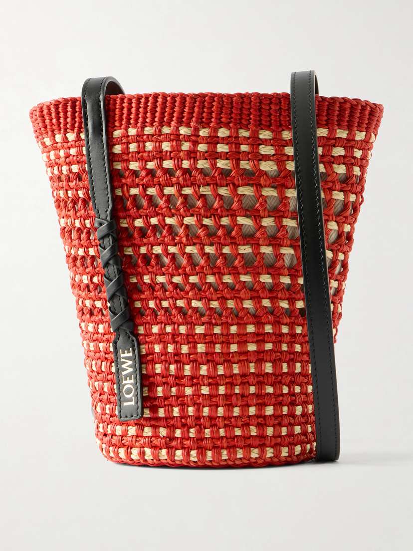 Loewe + Paula's Ibiza Braid Leather-trimmed Raffia Shoulder Bag