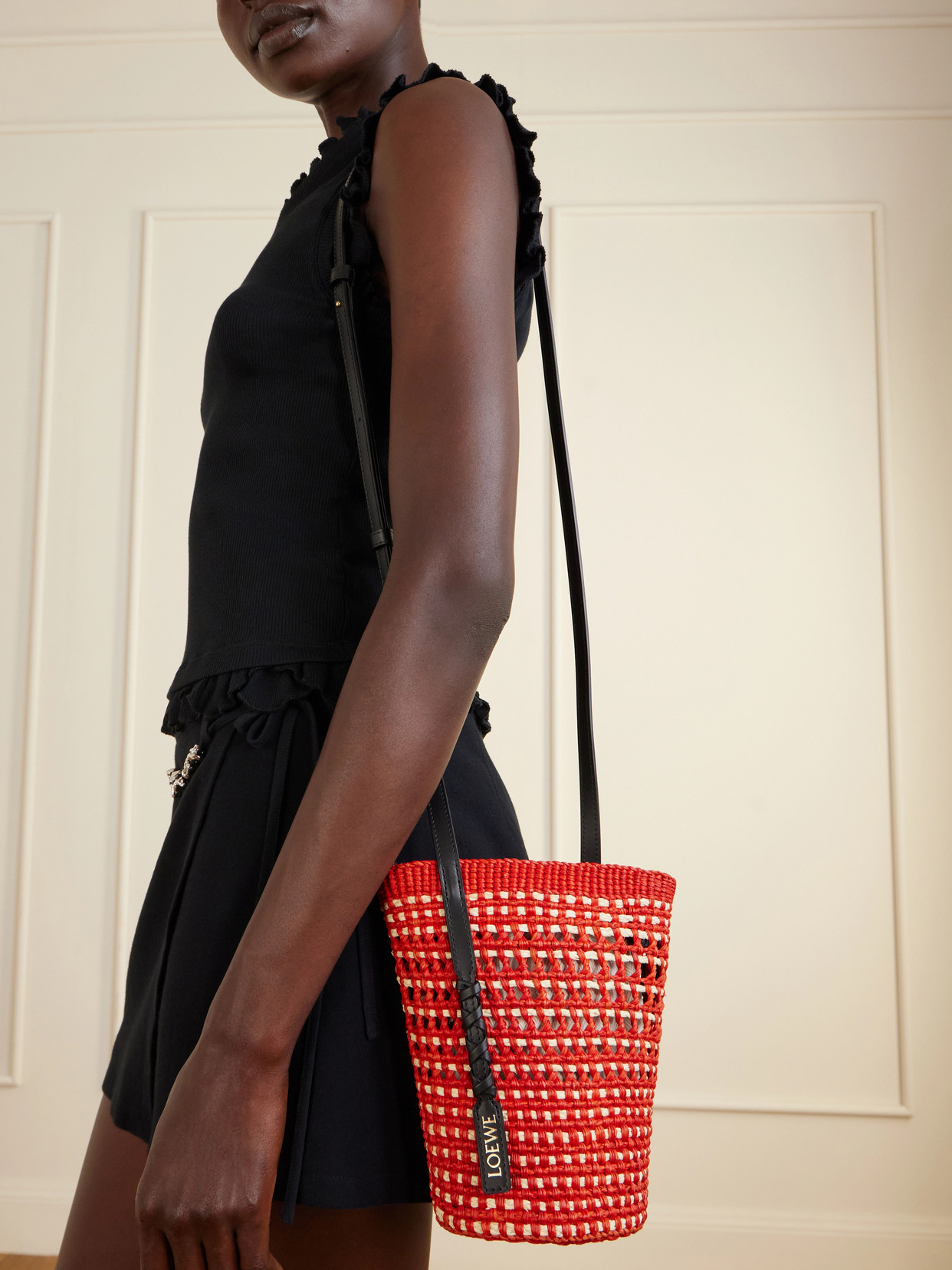 + Paula'S Ibiza Braid Leather-Trimmed Raffia Shoulder Bag
