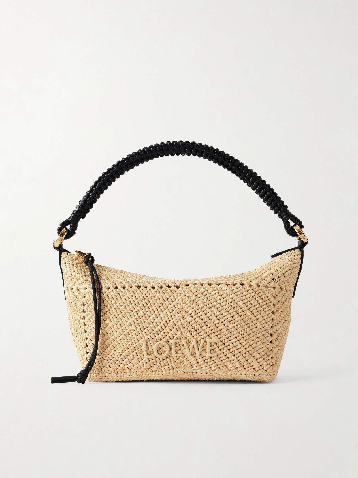Loewe + Paula's Ibiza Cala Leather-trimmed Raffia Pouch In Neutrals