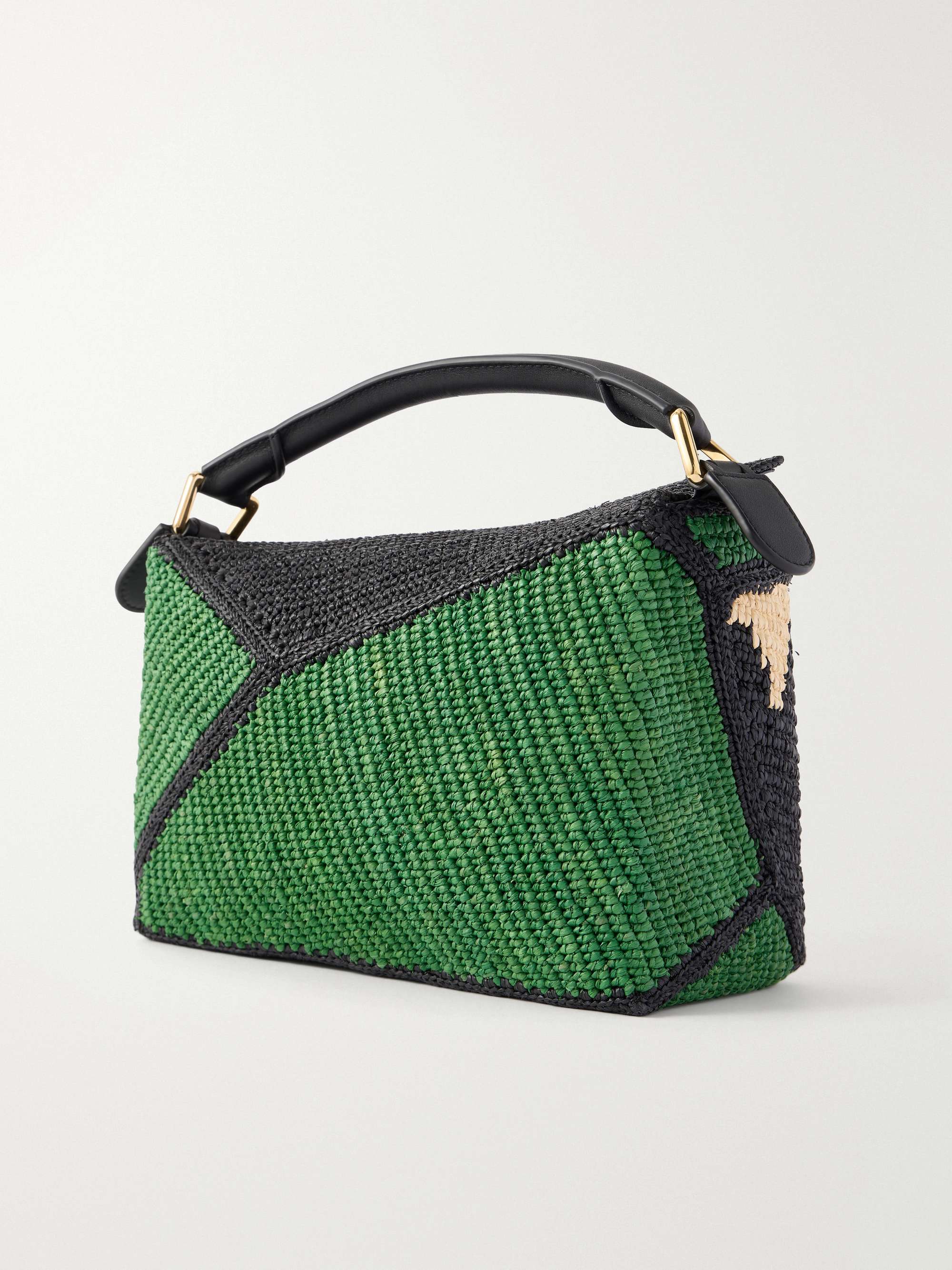 LOEWE + Paula's Ibiza Puzzle Edge Crocodile leather-trimmed raffia LOEWE + Paula's Ibiza Puzzle Edge Crocodile leather-trimmed raffia