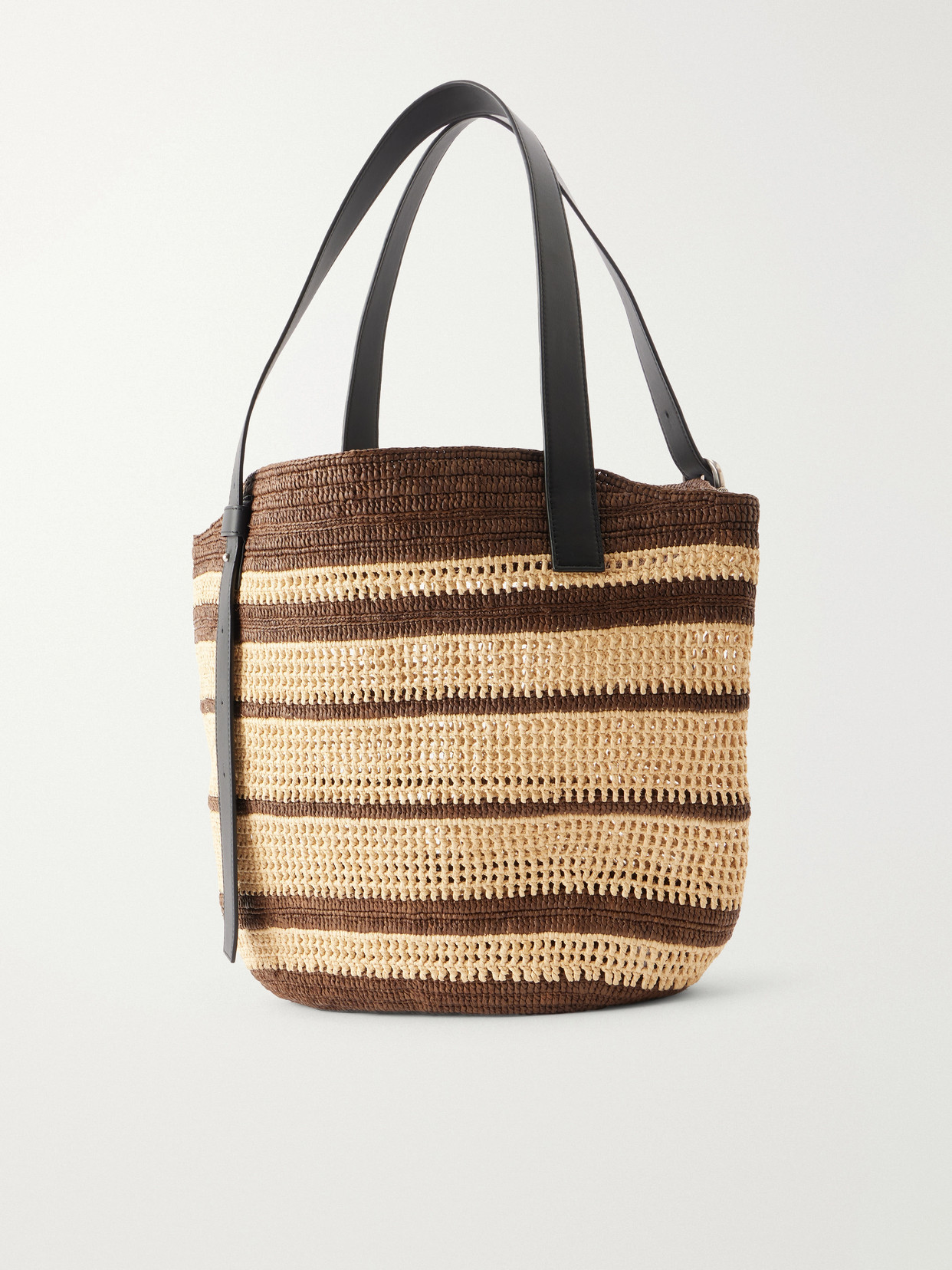 + Paula'S Ibiza Loop Basket Leather-Trimmed Raffia Tote
