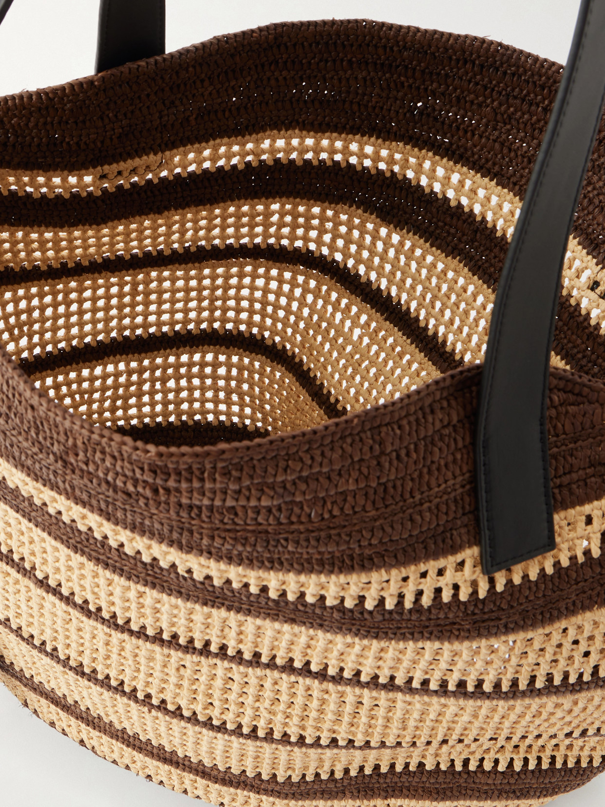 + Paula'S Ibiza Loop Basket Leather-Trimmed Raffia Tote