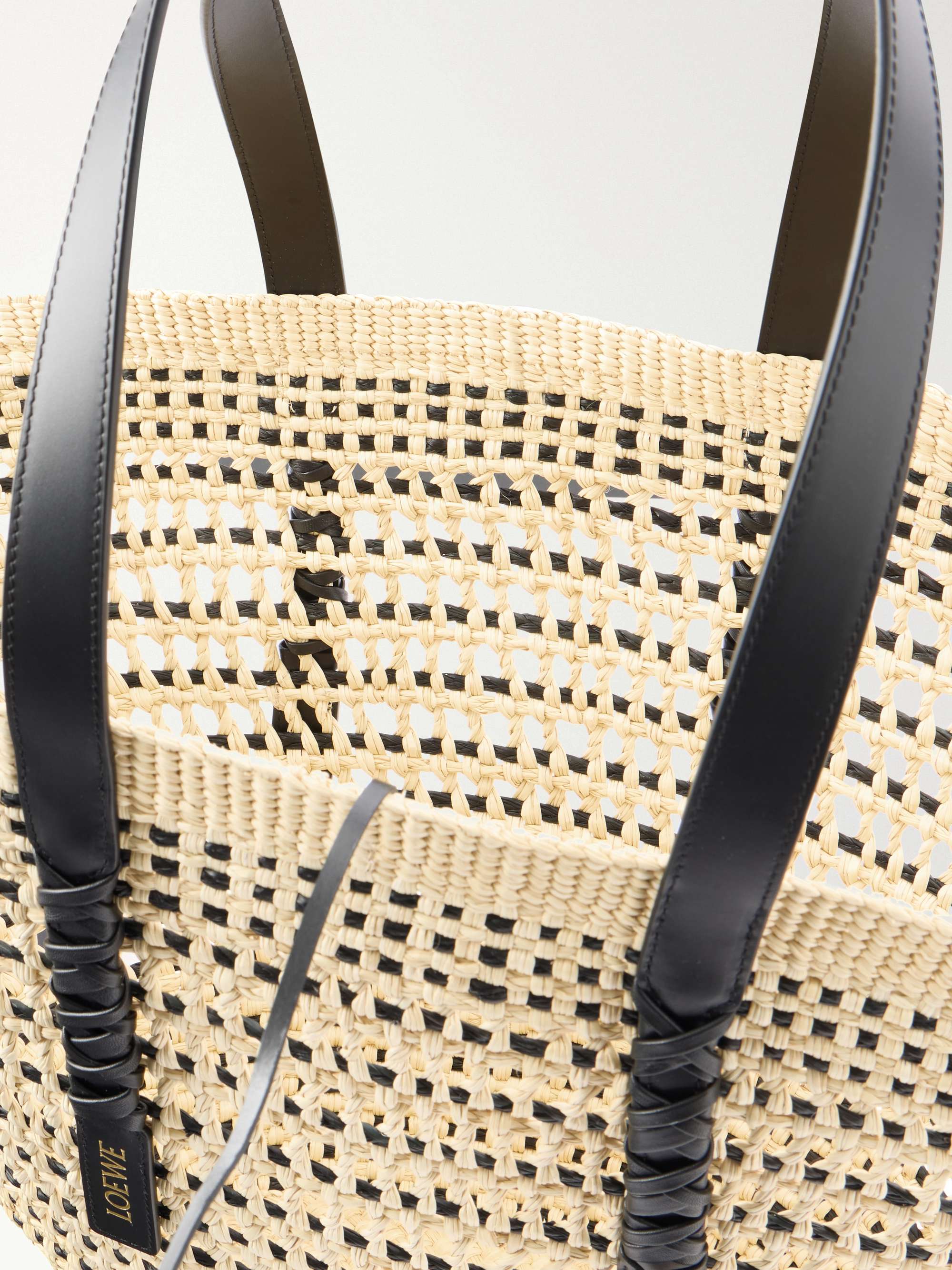LOEWE + Paula's Ibiza leather-trimmed iraca tote | NET-A-PORTER