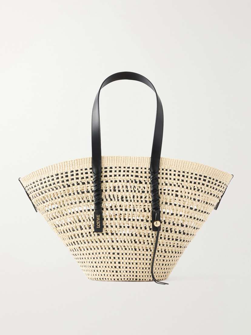 Loewe + Paula's Ibiza Leather-trimmed Iraca Tote